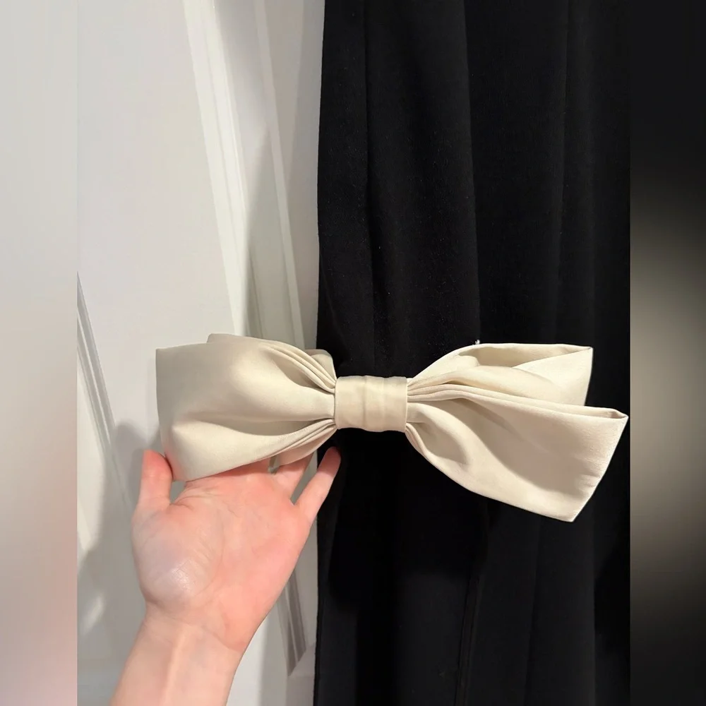 Atoir Reformation Jana Bow Dress Size 6 Slit Black and Cream Black Tie Formal - Picture 10 of 14